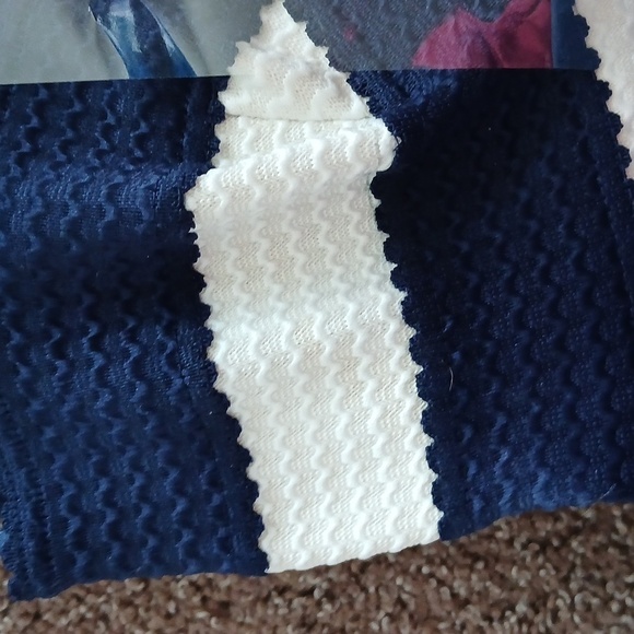 NWT SANS SOUCI blue and white striped fit& flare mini dress size large - Picture 16 of 16